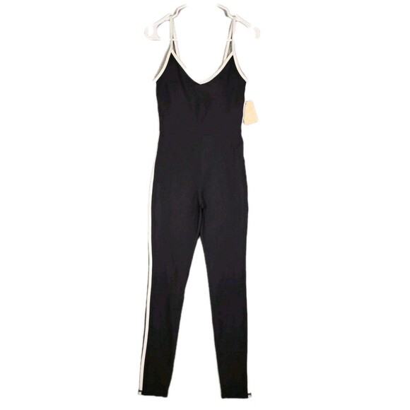 NWT Wilo Black Gym Yoga Dance Workout Jumpsuit Sz Medium Ribbed Stretch Athletic - Picture 1 of 16